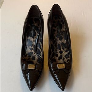 Dolce & Gabbana Dark Brown Heels with Bow Accent